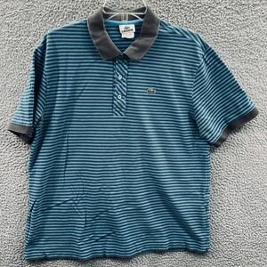 Lacoste Men Polo Shirt 6 XL Blue Stripe Pique Cotton Preppy Heritage Classic